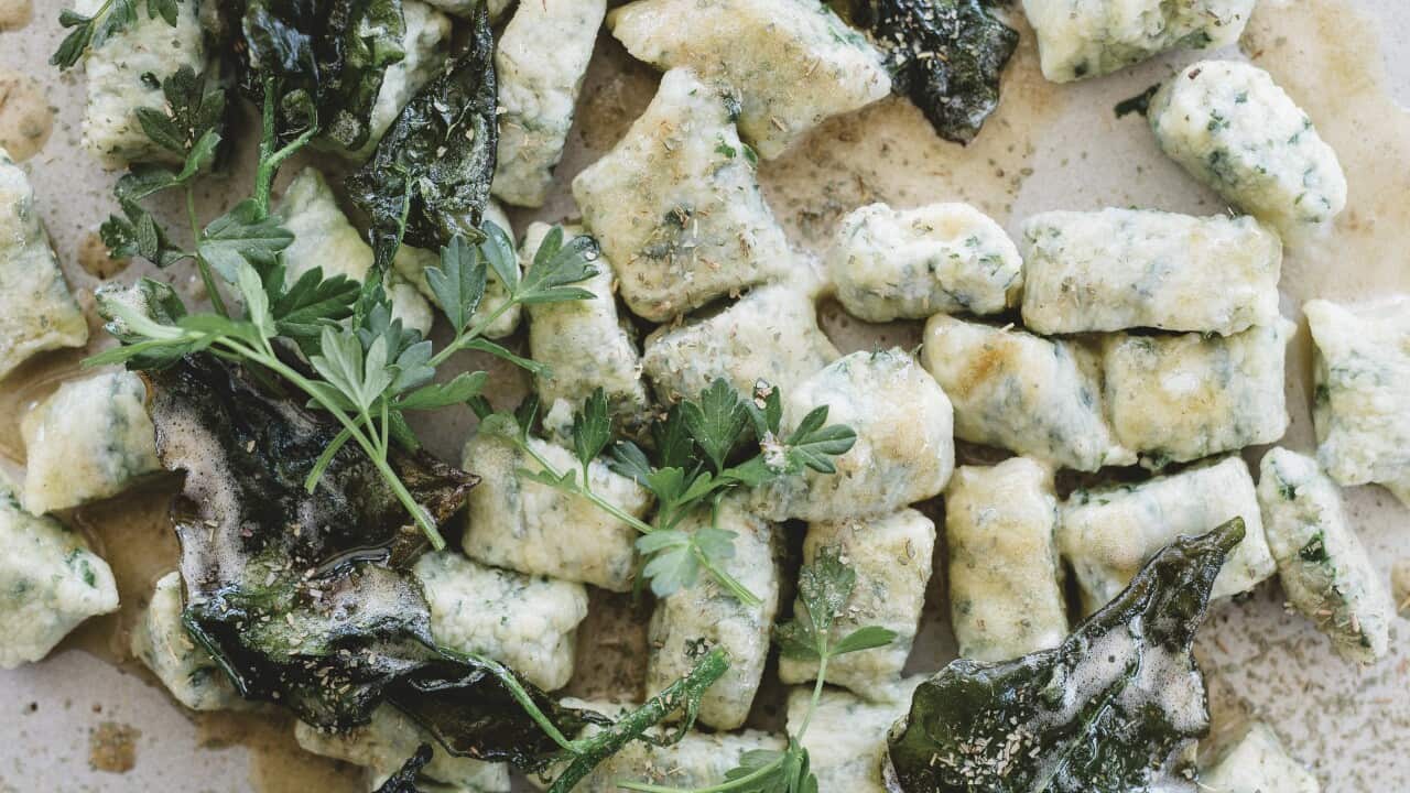 Green Gnocchi with Cinnamon Myrtle Burnt Butter Sauce