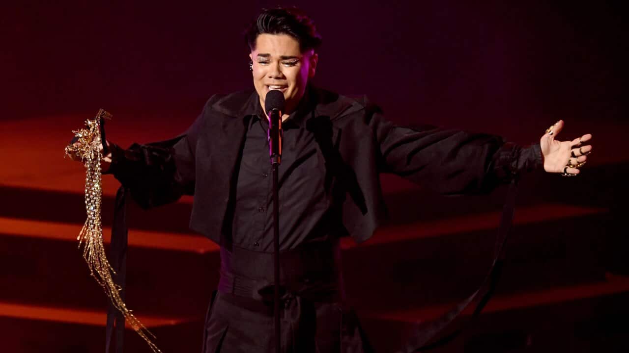 Sheldon Riley is seen performing the song Not The Same during the Eurovision Australia Decides 2022 final at the Gold Coast 27 February 2022