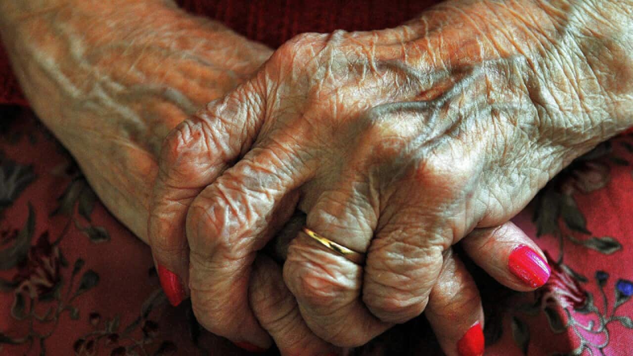 A file photo of an elderly person's hands