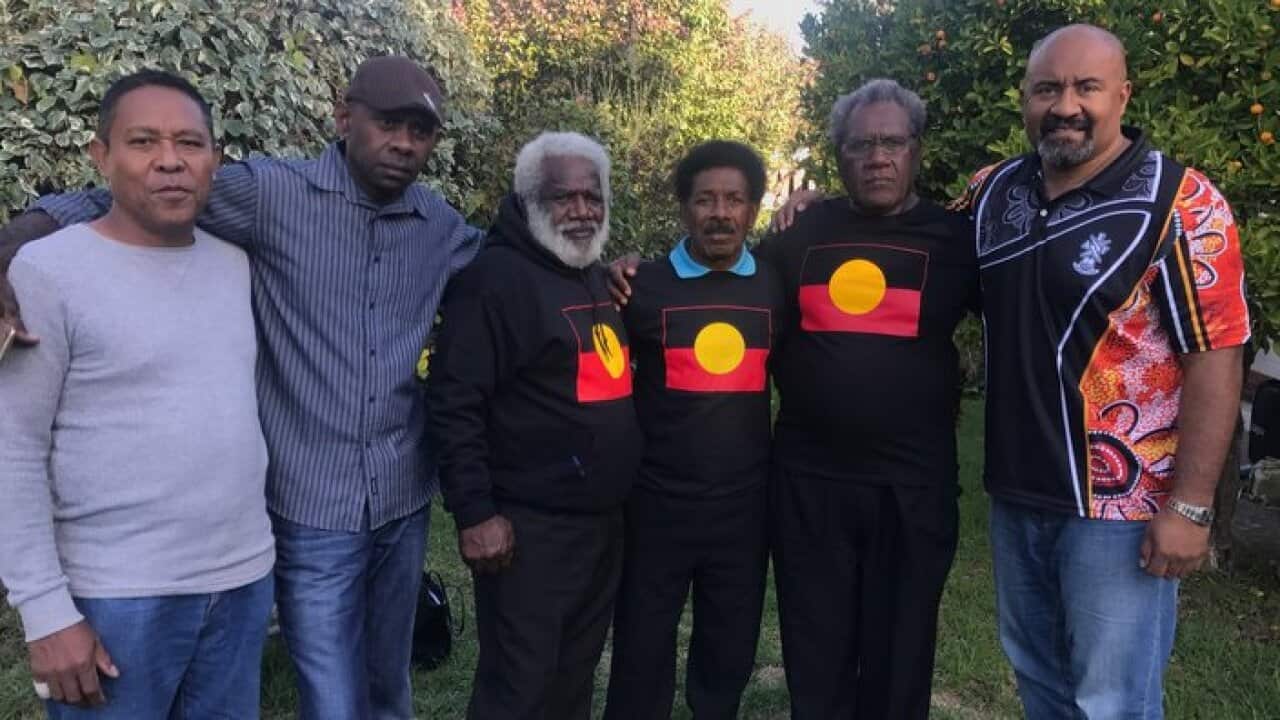 Aboriginal Australian descendants with Tukini Tuvai of the Pacific Islands Council, South Australia (far right)