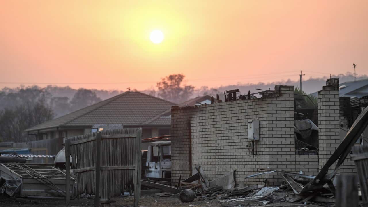 A house burnt down by bushfires in Laidley, southeast QLD