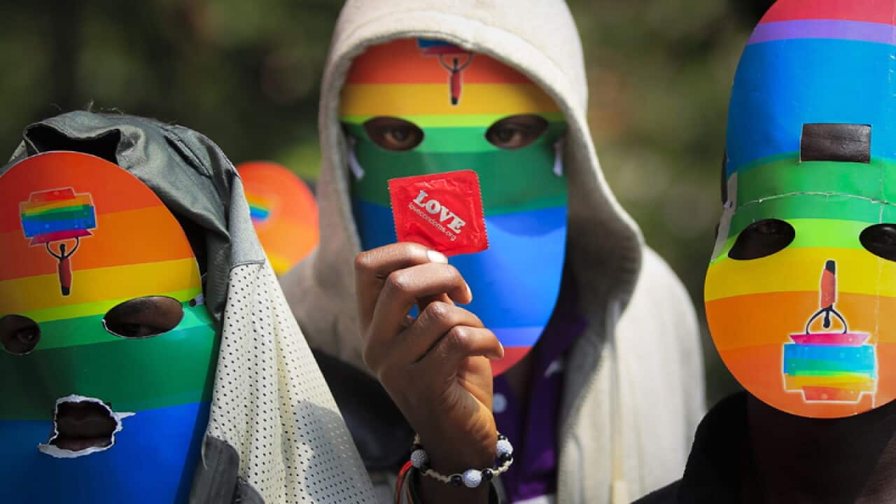 Kenyan LGBT community supporters in protest of Uganda's anti-gay bill