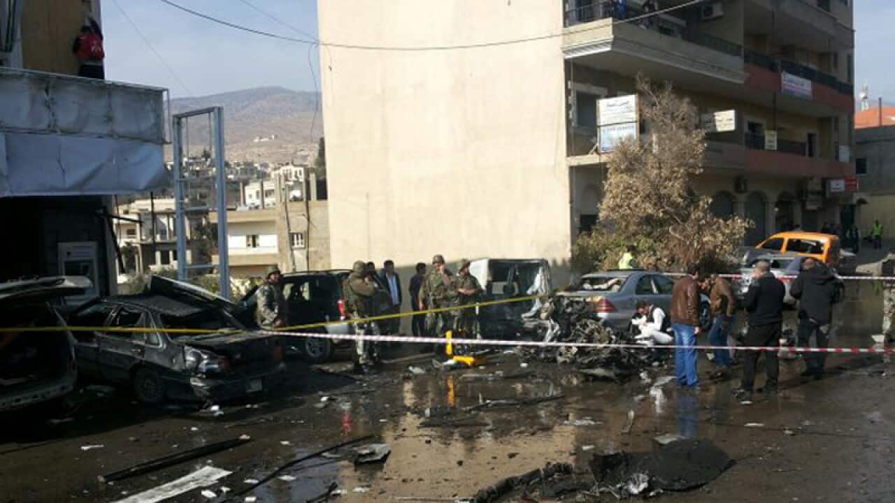The scene of a car bomb explosion in Syria