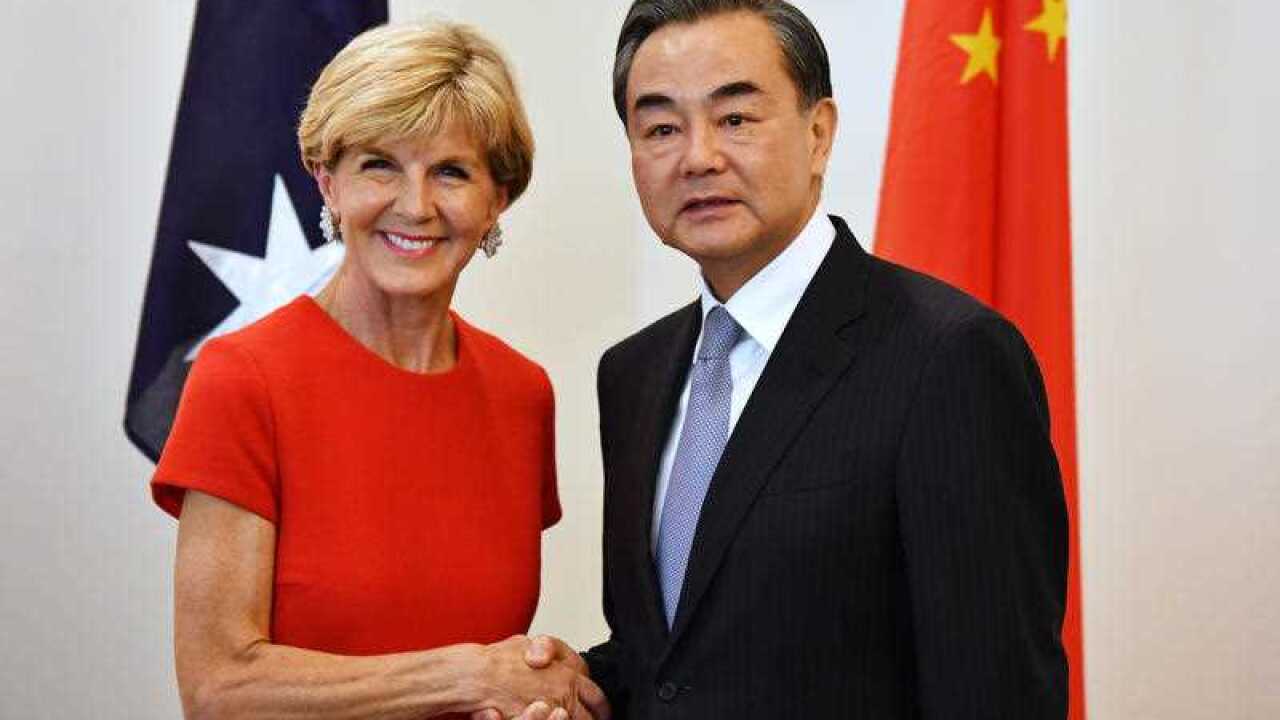 Australia's Minister for Foreign Affairs Julie Bishop and China's Foreign Minister Wang Yi