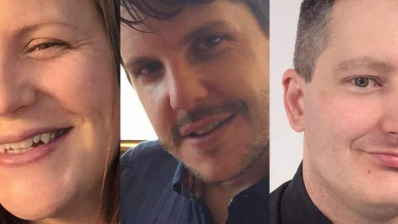 左起死者Kate Goodchild、Luke Dorset 和 Roozbeh Aragh。