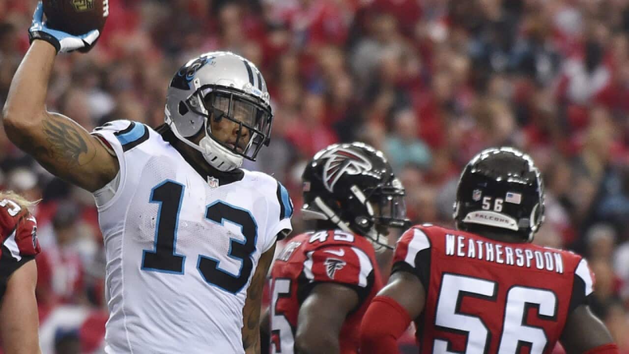 Carolina Panthers wide receiver Kelvin Benjamin celebrates a touchdown