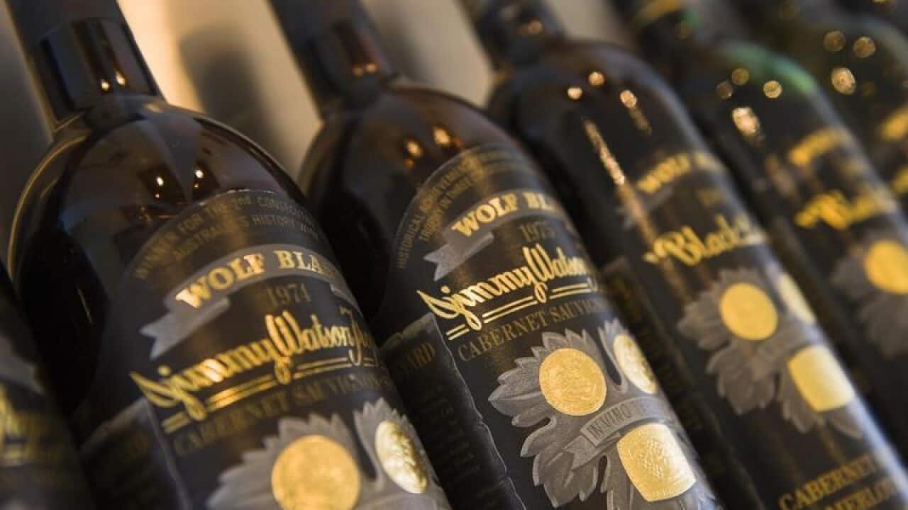 Bottles of Wolf Blass wine