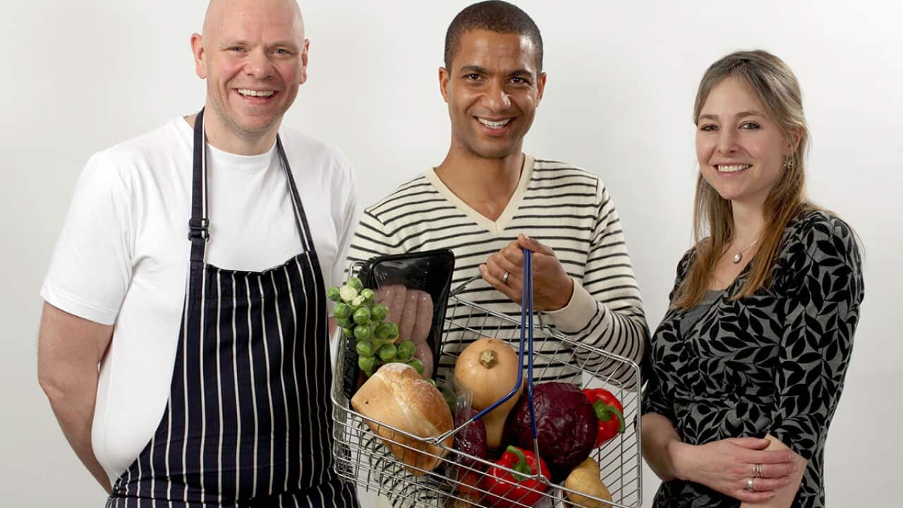 Tom Kerridge,  Sean Fletcher and Alice Roberts in Food Detectives
