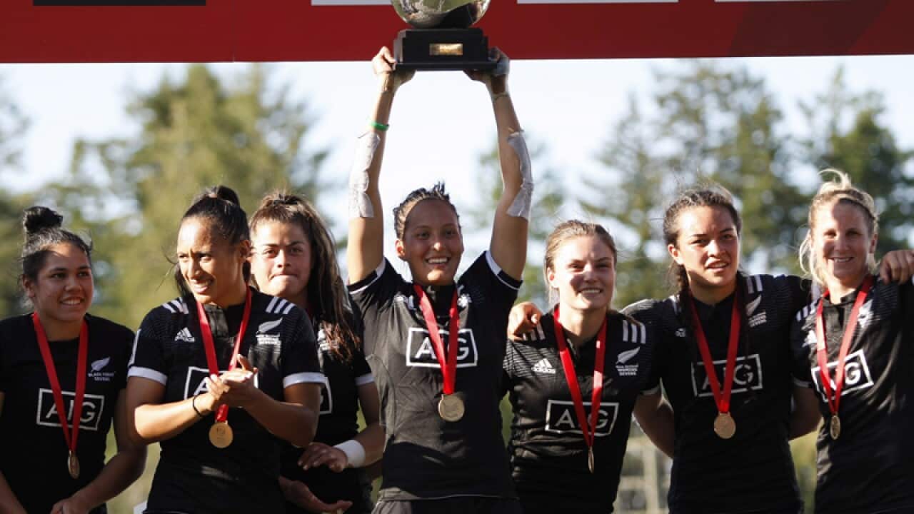 Members of the New Zealand women's rugby sevens squad