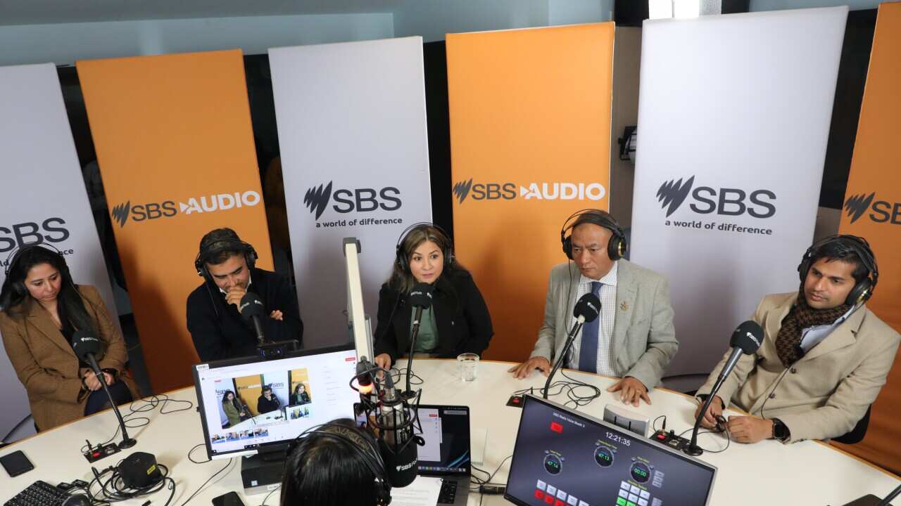 NRNA photo .jpNRNA Australia's presidential candidates (from right) Anil Pokhrel, Deb Bahadur Gurung, and Dila Kharel(second from the left), along with vice-presidential candidates Sukirti Bhatta (far left) and Sandhya Shah (middle).g