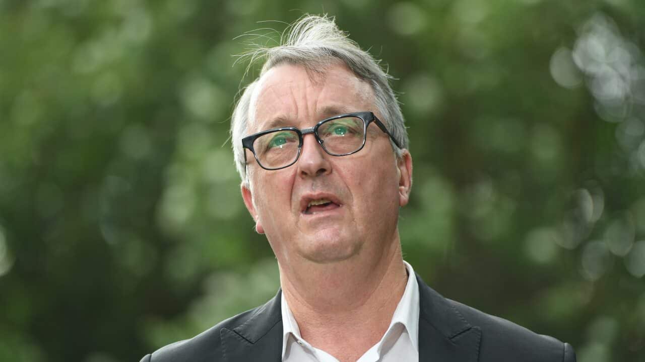 Victorian Health Minister Martin Foley addresses the media during a press conference in Melbourne on Saturday, 20 February.