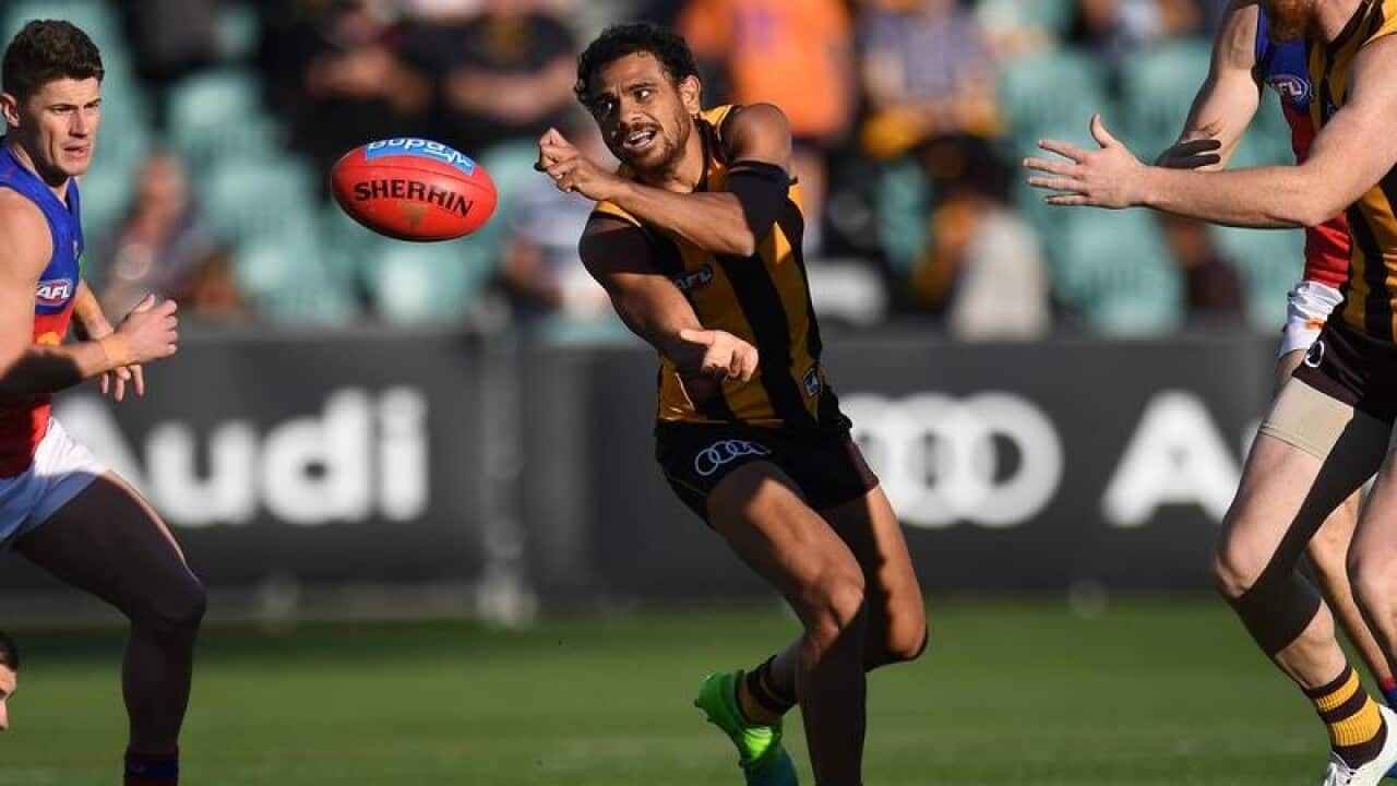 A file image of Cyril Rioli of the Hawks in action against the Lions.