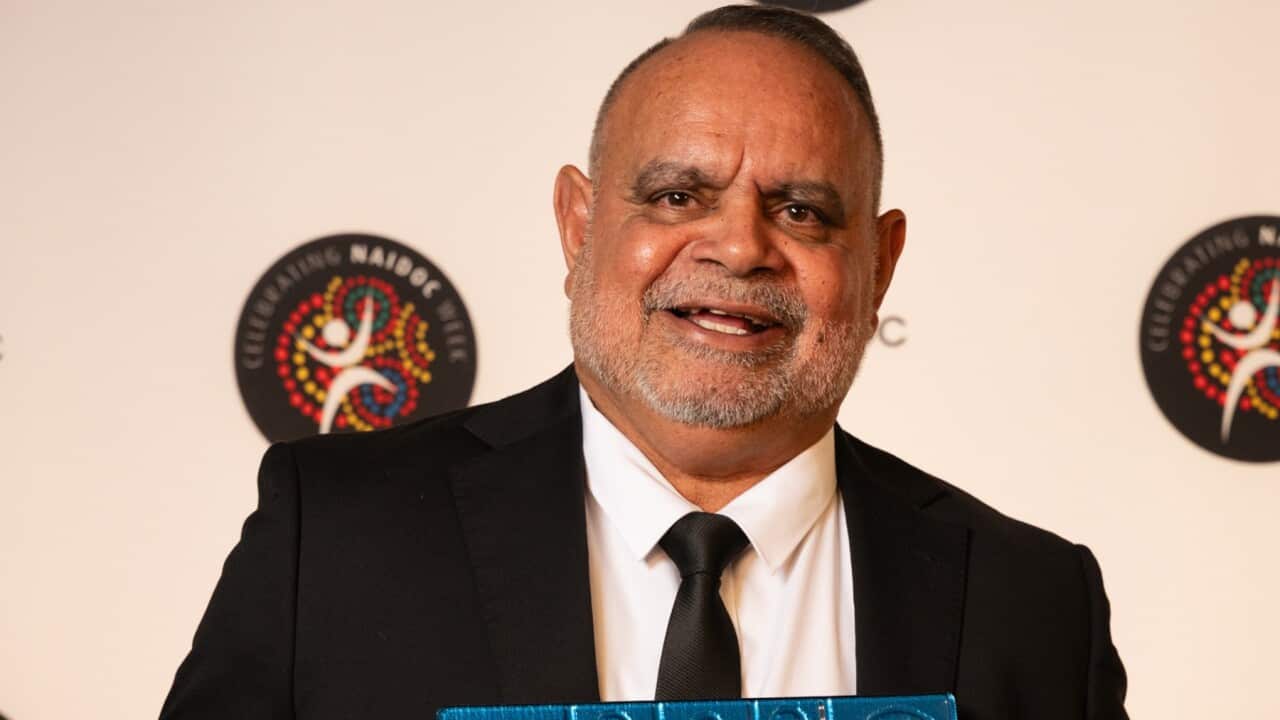 Former AFL player Michael Long during the National NAIDOC Awards (AAP).jpg