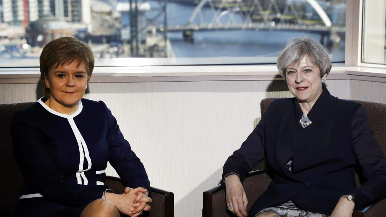 Prime Minister Theresa May (right) and First Minister Nicola Sturgeon meet at the Crowne Plaza hotel in Glasgow, to take part in a bilateral meeting.