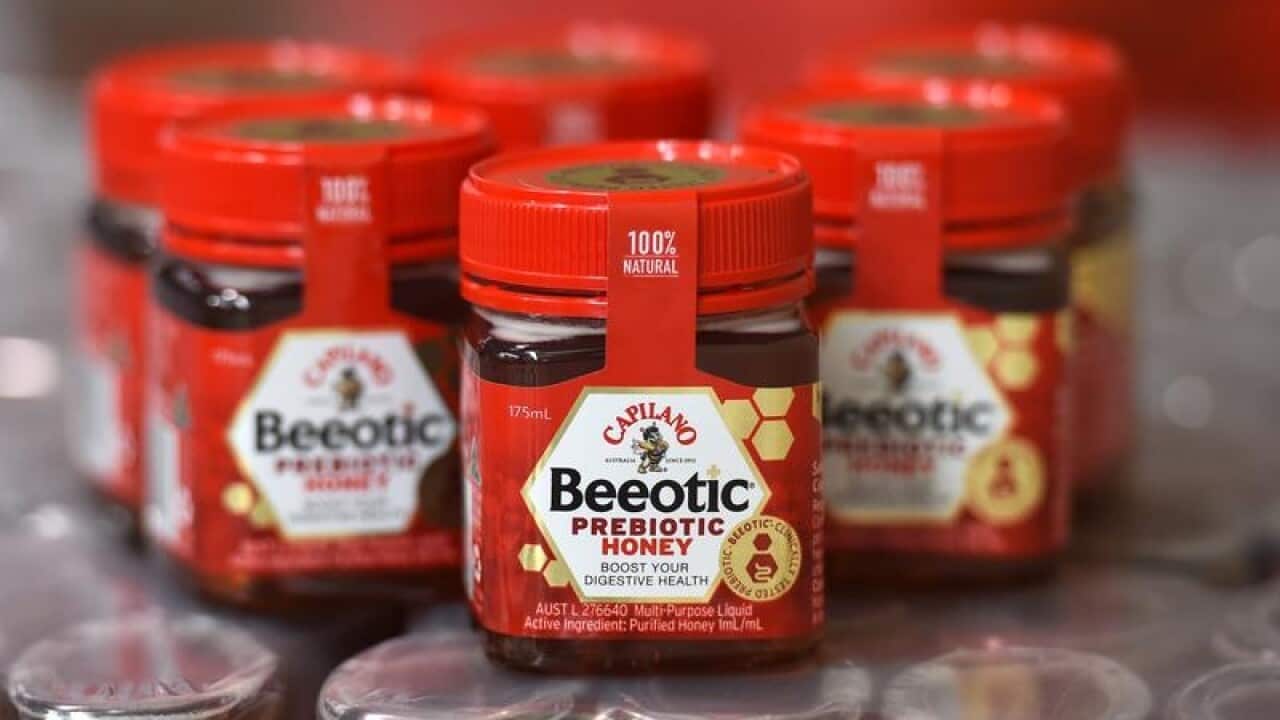 Jars of honey are pictured at the Capilano honey factory.