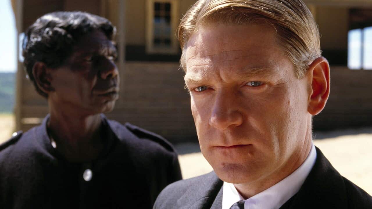 David Gulpil as Moodoo and Kenneth Branagh as A. O. Neville in a still from the Australian movie 'Rabbit Proof Fence' (AAP)