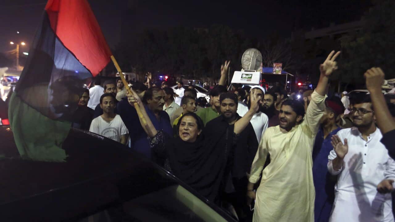 , Pakistan, Sunday, April 10, 2022. Pakistans political opposition toppled Prime Minister Imran Khan in a no-confidence vote in Parliament early Sunday after several political allies and a key party in his ruling coalition deserted him.