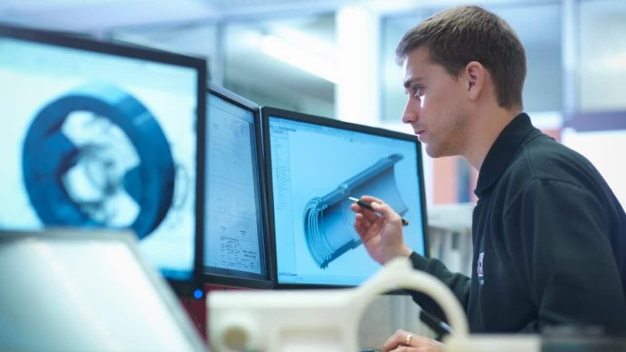 CAD designer working on engineering designs