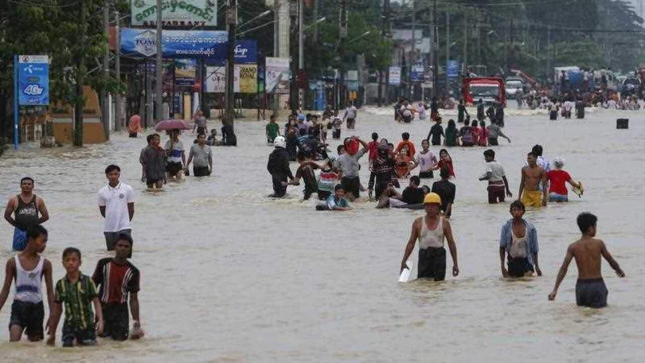 At least 11 people have been killed after flooding in Myanmar.