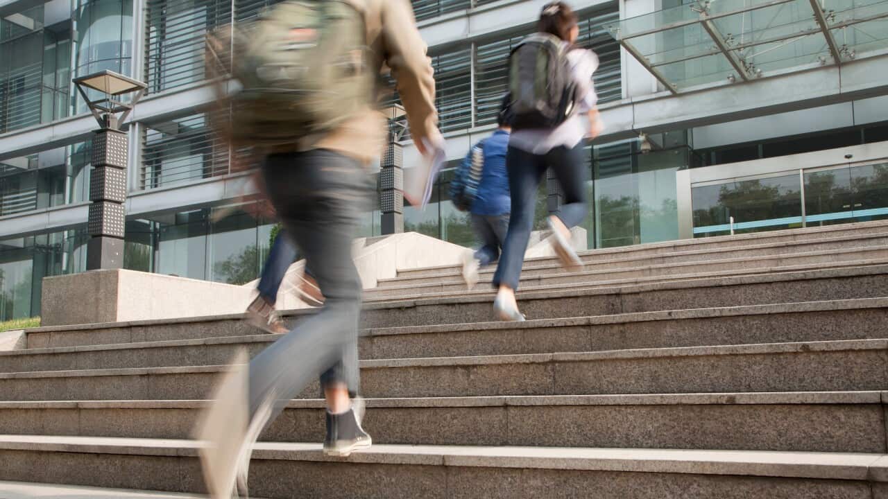 Students entering university.