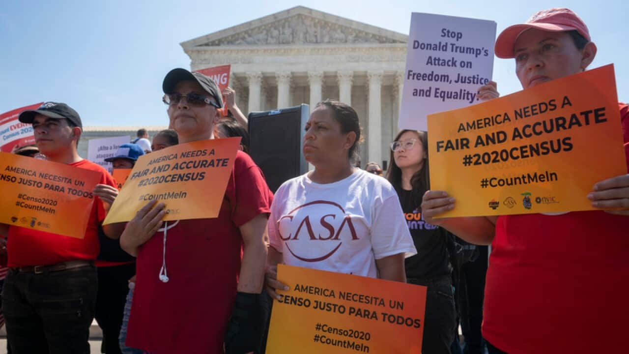 Demonstrators gather at the Supreme Court
