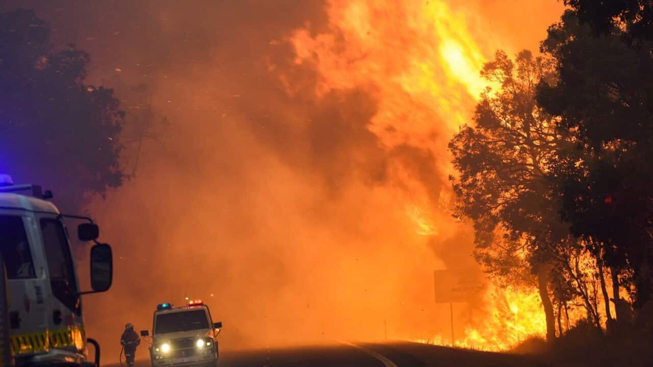 A handout image provided by the Department of Fire and Emergency Services on 09 January 2016 of a bushfire at Yarloop. (supplied)