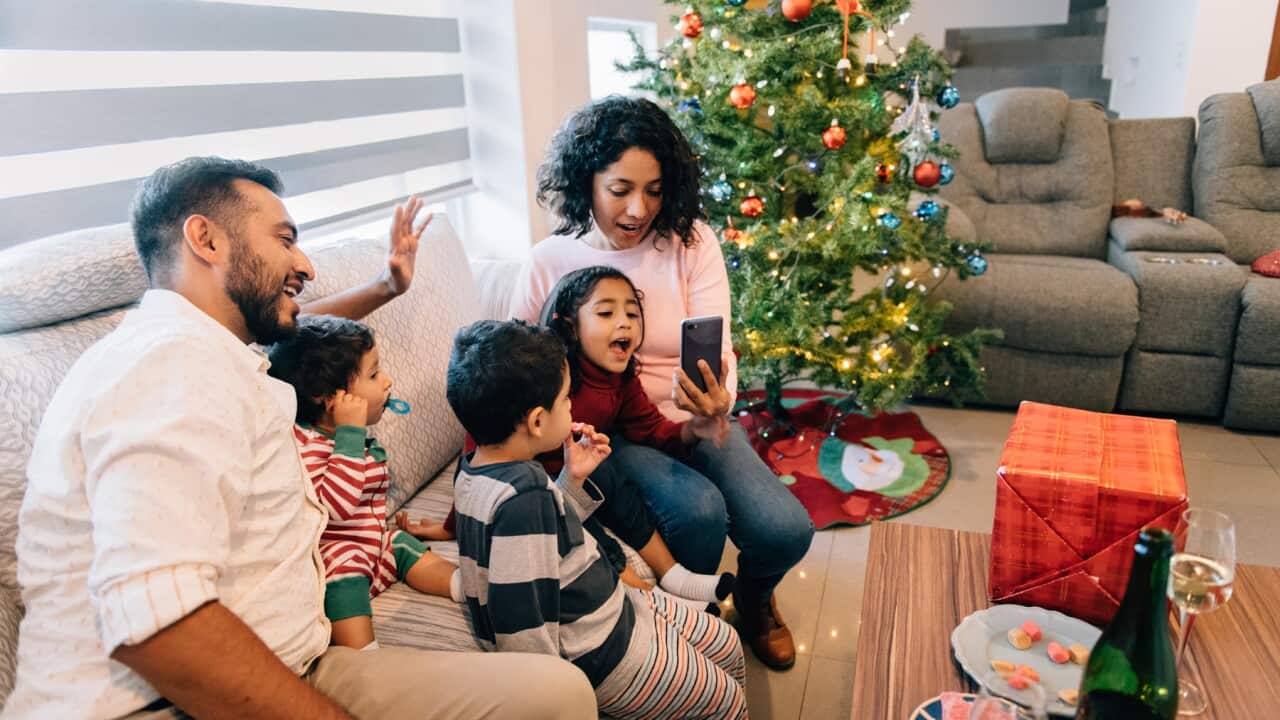 Family Video Conference with Grandmother for Christmas