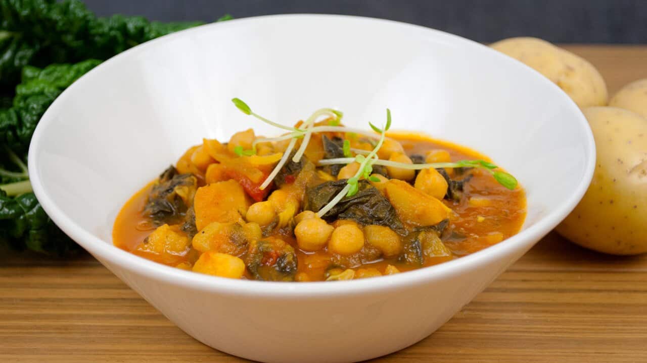 Swiss chard and chickpea stew