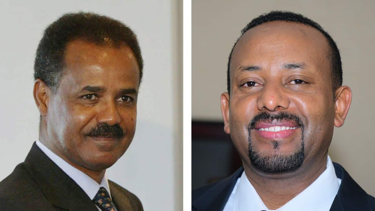 Eritrea's President Isaias Afwerki (L) will meet Ethiopia's Prime Minister Abiy Ahmed.