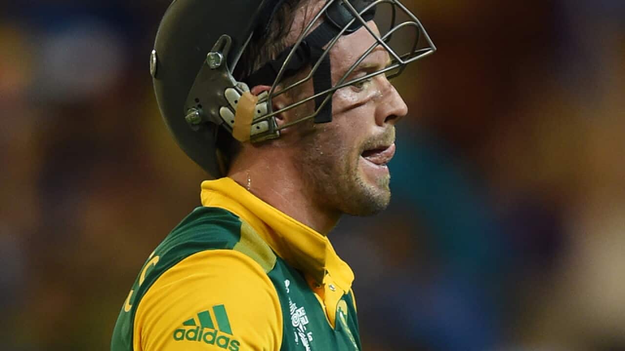 AB de Villiers makes his way to the pavilion