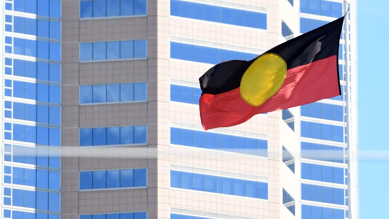 The Aboriginal flag flies