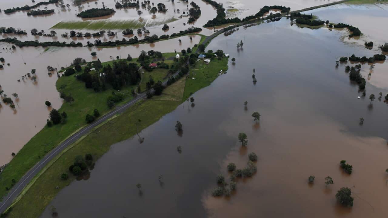 Farmland along the Wilsons River remains underwater