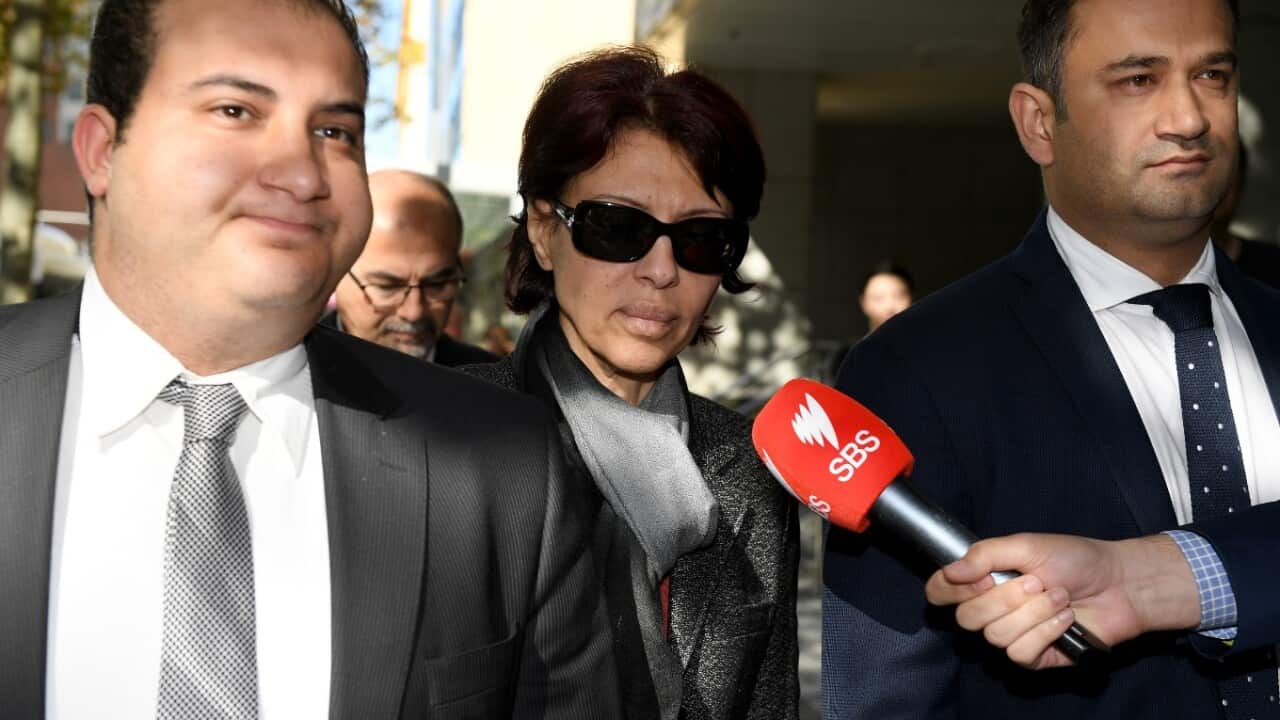 Eman Sharobeem (centre) arrives at the NSW Independent Commission Against Corruption (ICAC) in Sydney on Wednesday, May 10, 2017. 