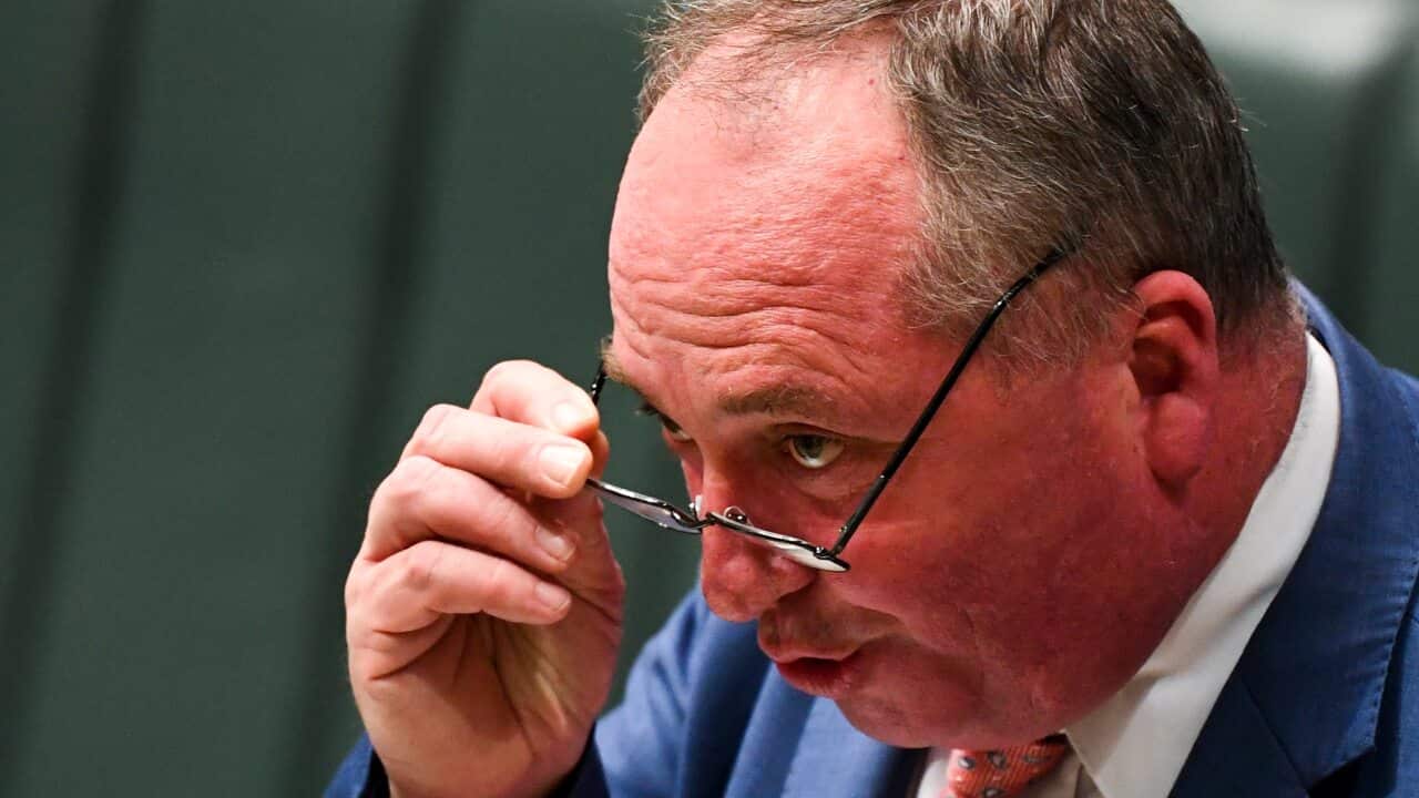 Australian Deputy Prime Minister Barnaby Joyce speaks during House of Representatives Question Time at Parliament House in Canberra, Wednesday, October 27, 2021. (AAP Image/Lukas Coch) NO ARCHIVING
