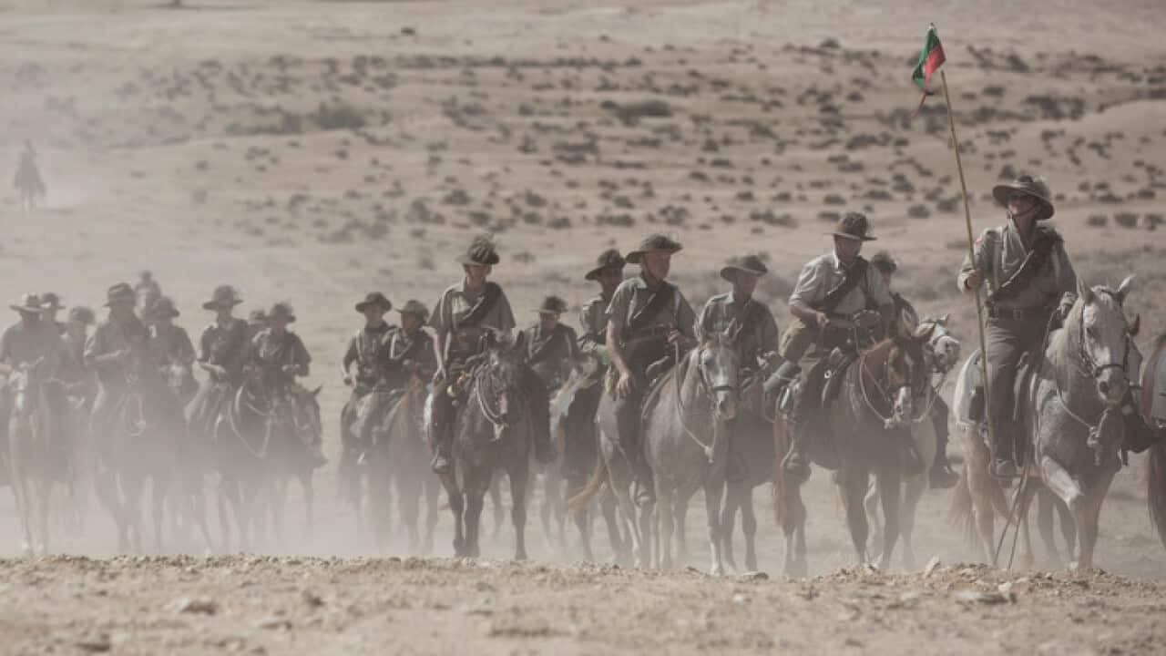 History enthusiasts and descendants of Australian and NZ Mounted Division soldiers prepare to reenact the Battle of Beersheba (AAP)