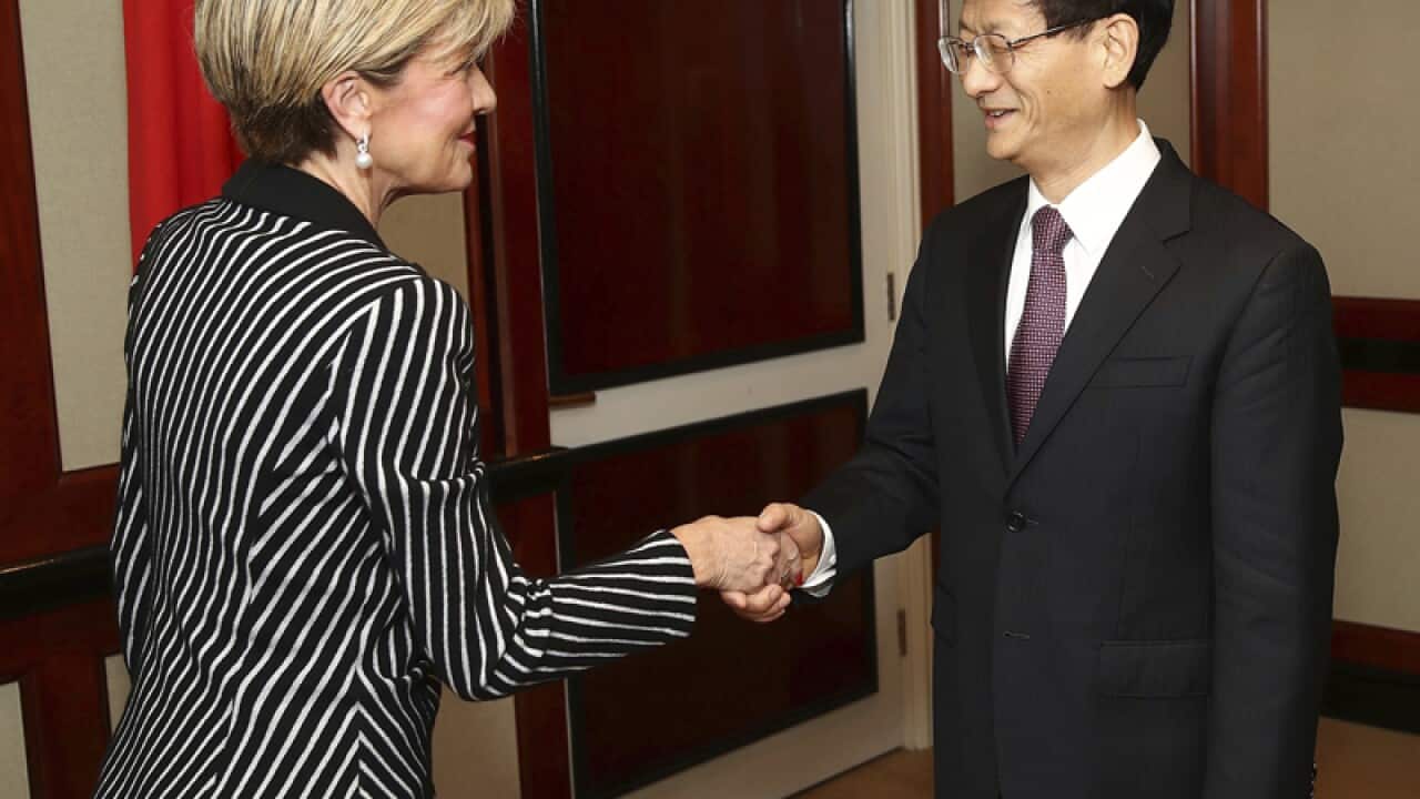 Julie Bishop and Chinese Secretary Meng Jianzhu