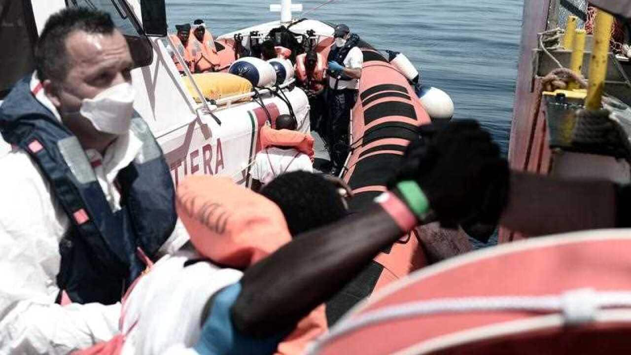 The rescue vessel 'Aquarius', carrying migrants who were rescued off the Libyan coast, after denied access to ports in Italy and Malta, 12 June 2018.