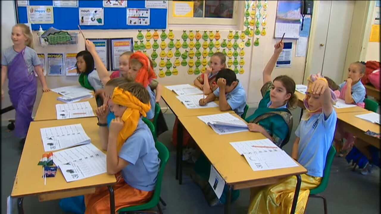 Students learn Hindi at Darcy Road Public School in western Sydney.