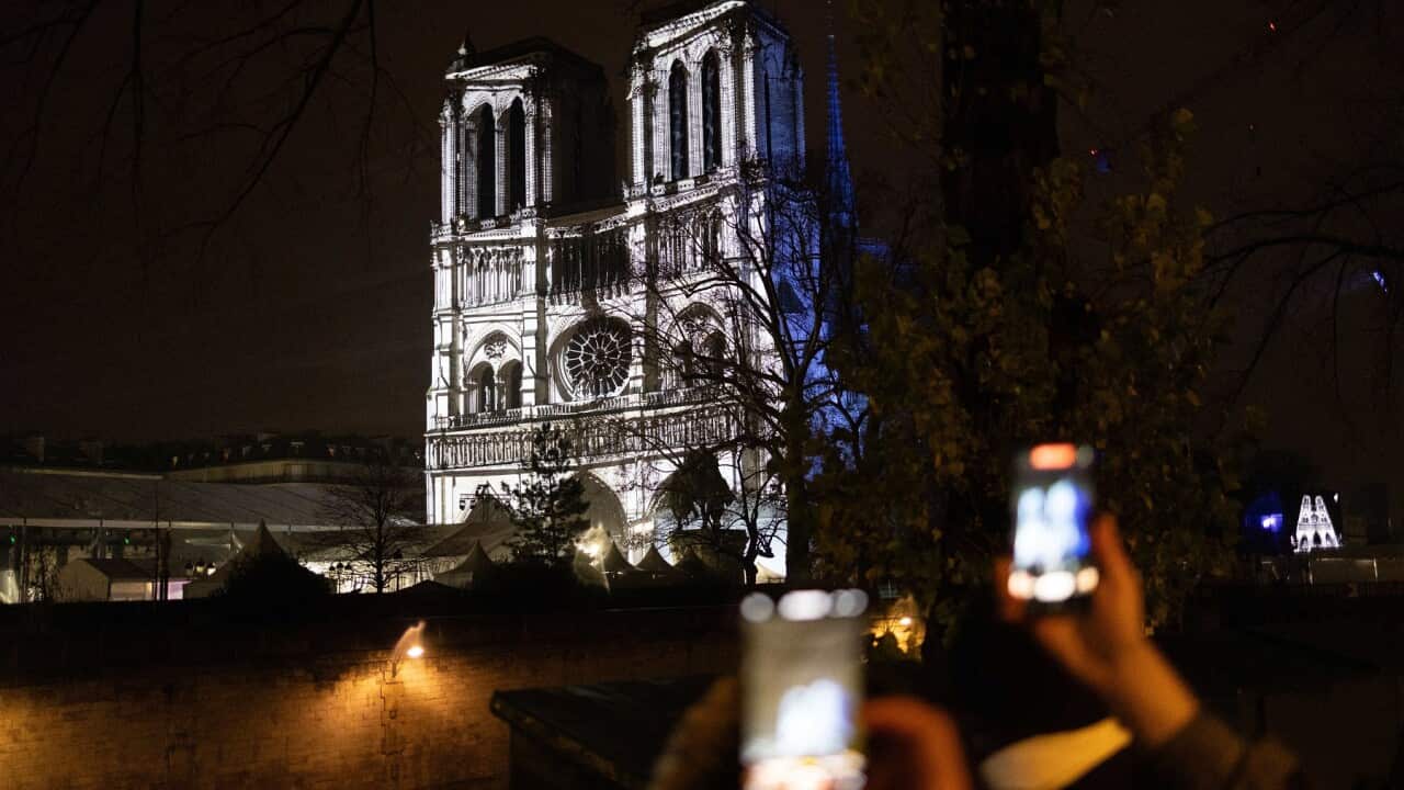 Crowds during Notre-Dame Cathedral re-opening ceremony - Paris