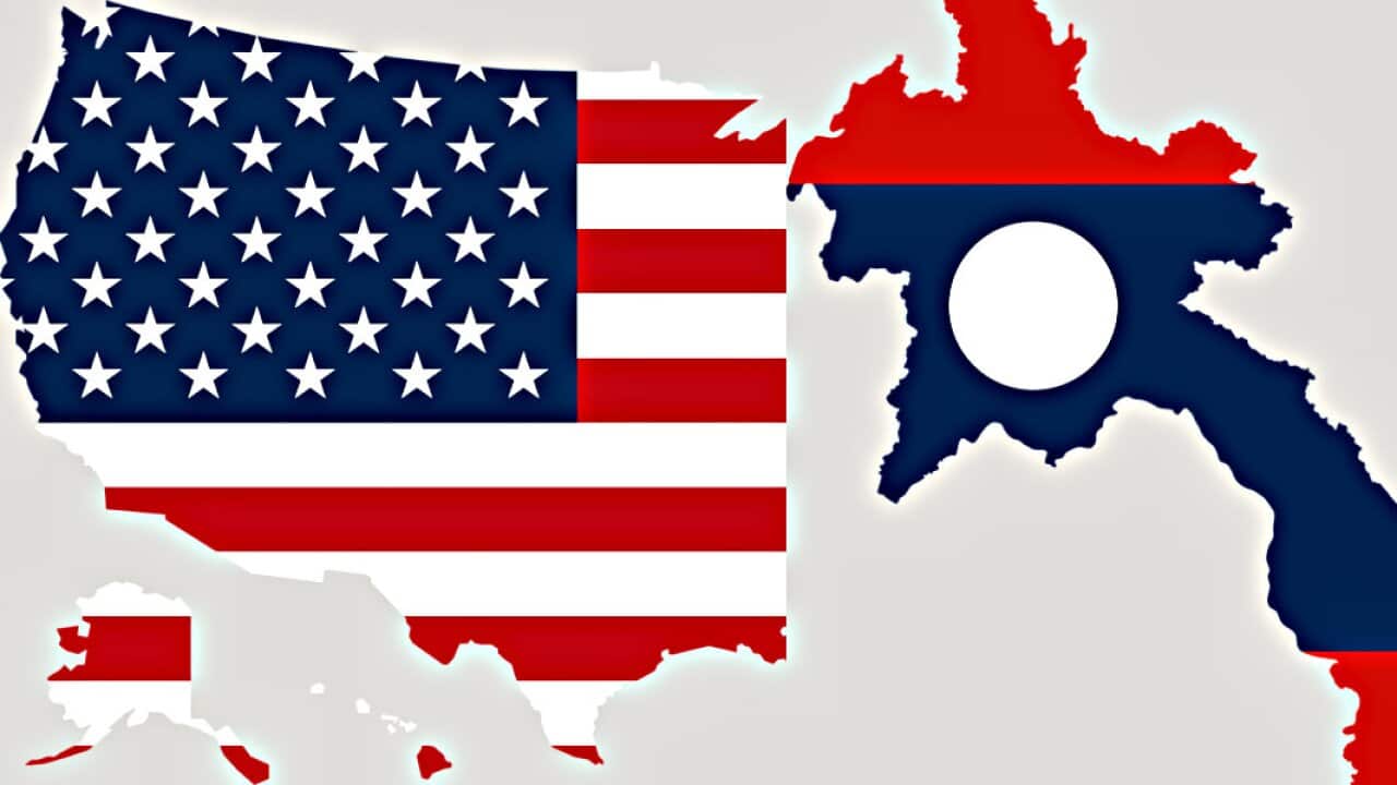 The US and Laos in their flags