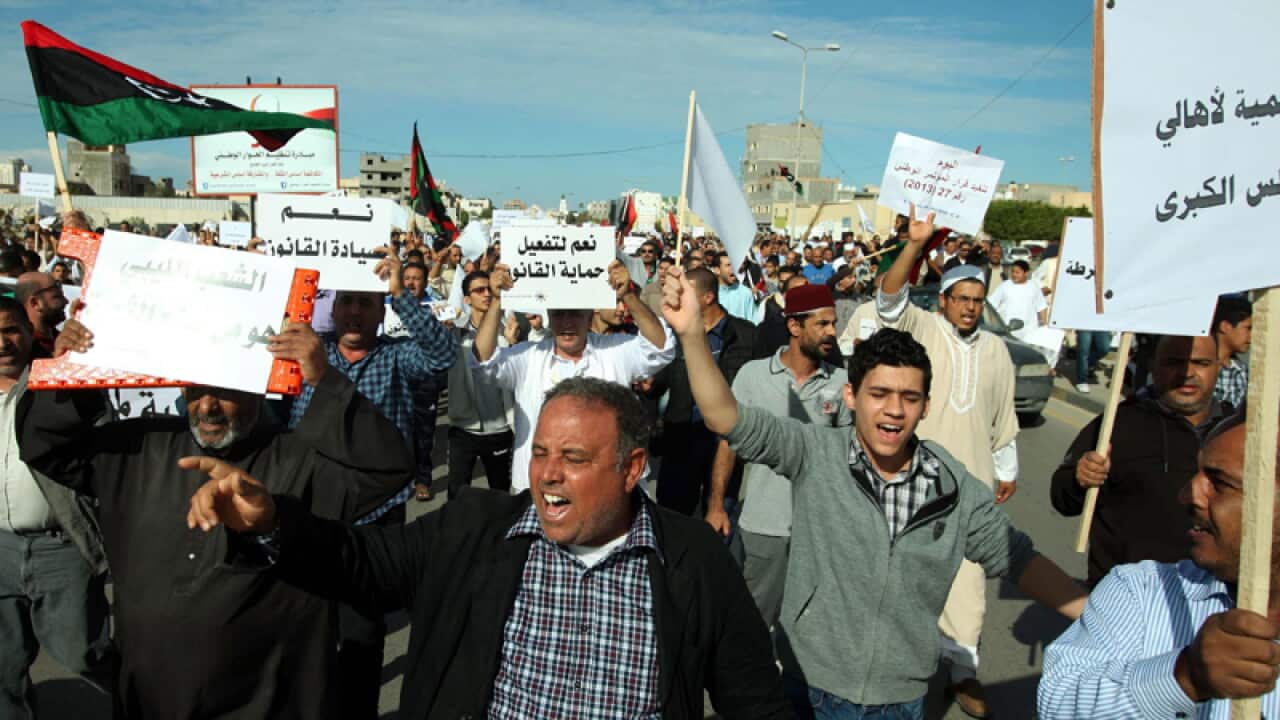 An anti-militia rally in Tripoli