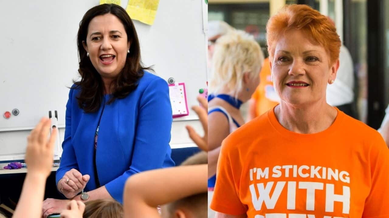 Queensland Premier Annastacia Palaszczuk and One Nation leader Senator Pauline Hanson during the election campaign