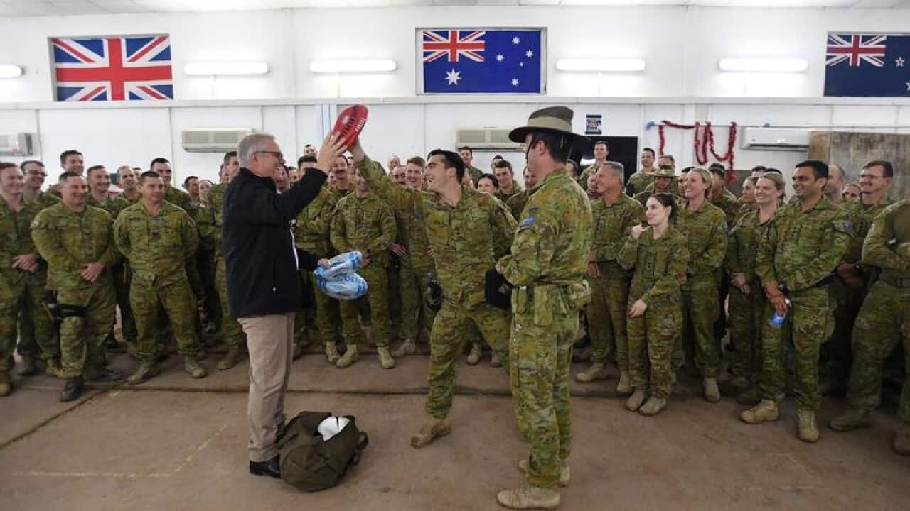 Scott Morrison and troops in Iraq