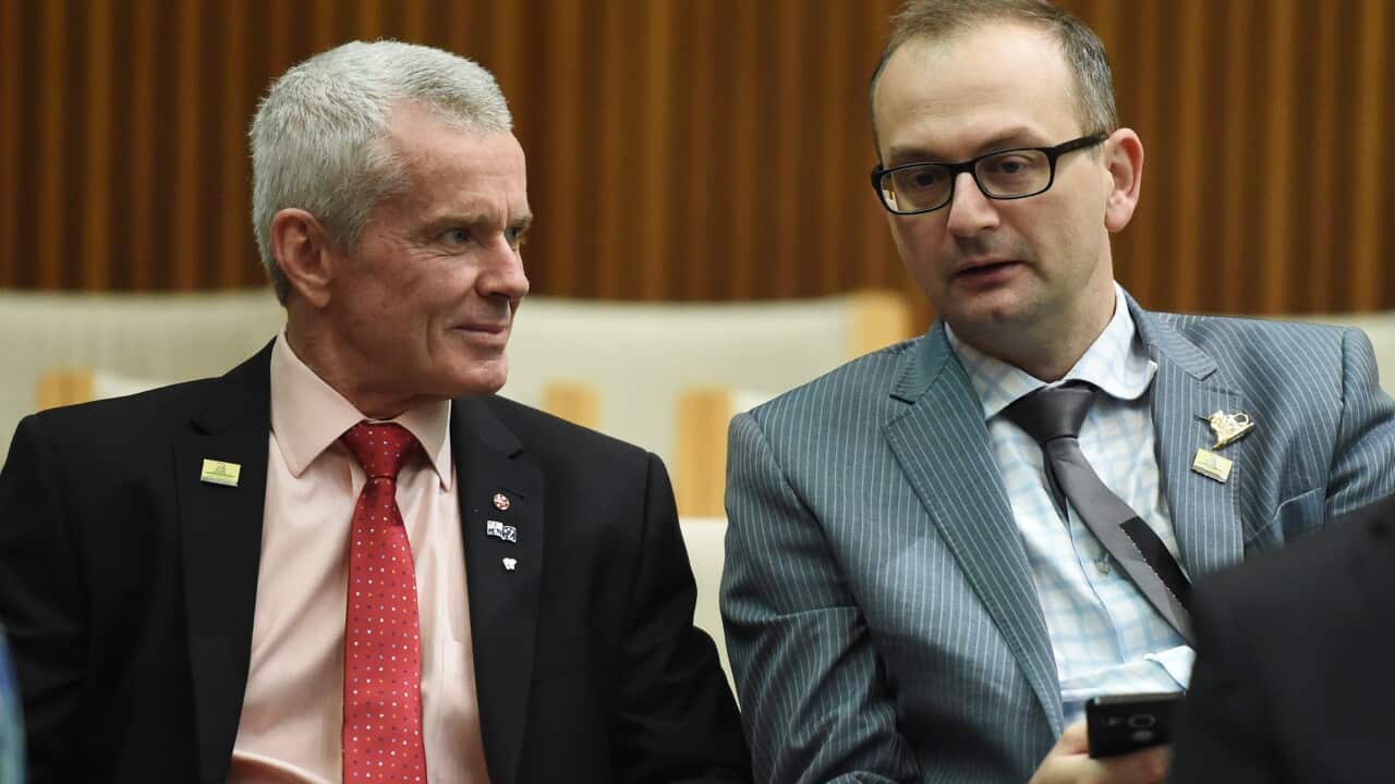 One Nation Senator Malcolm Roberts and his advisor Sean Black