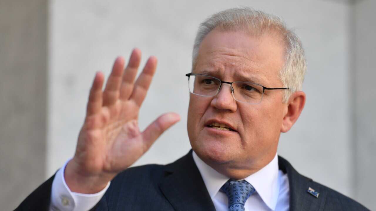 Prime Minister Scott Morrison at a press conference at Parliament House in Canberra, Monday, September 7, 2020. (AAP Image/Mick Tsikas) NO ARCHIVING