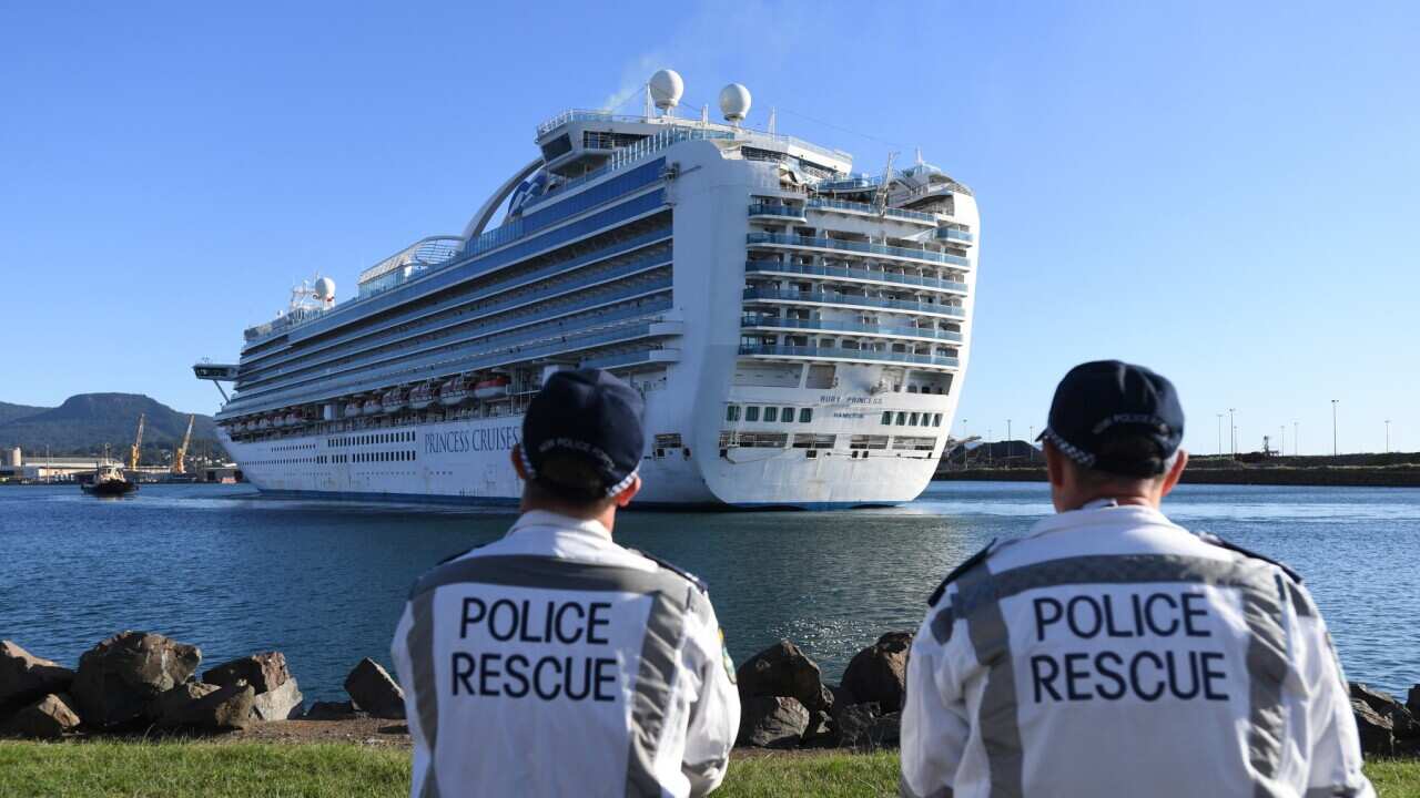 NSW Police Rescue officers look on at the Ruby Princess