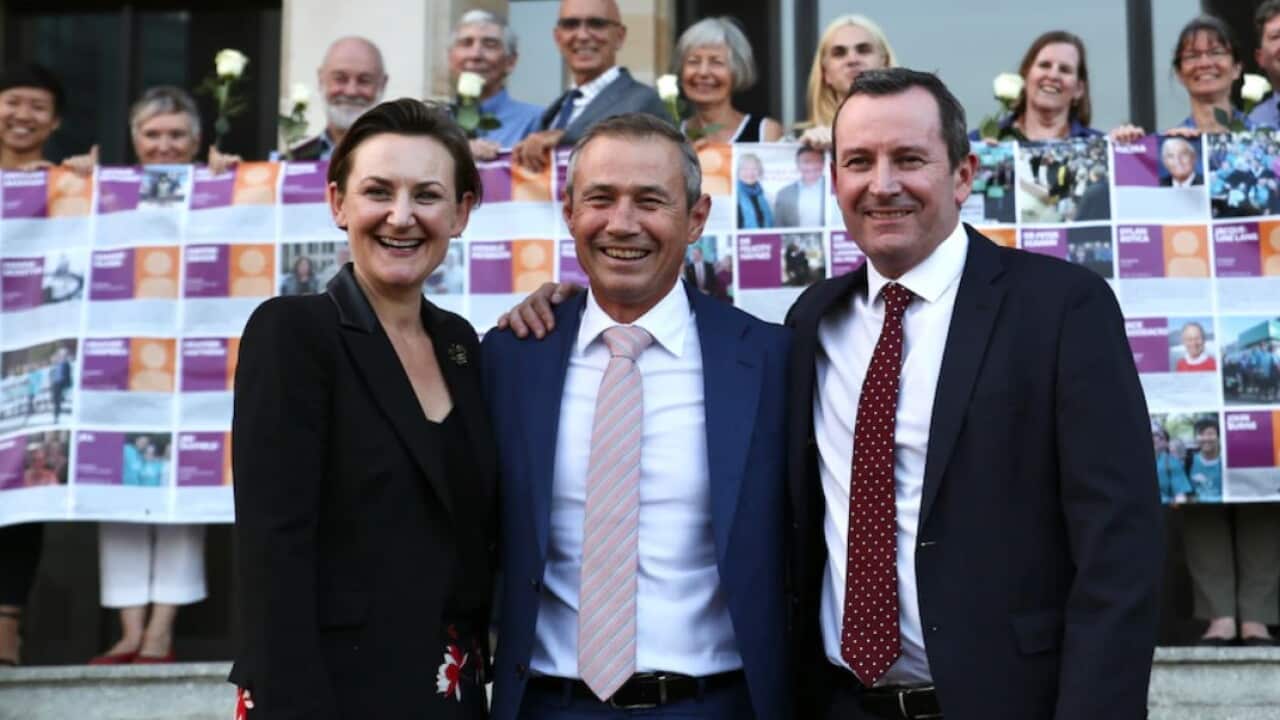 Amber Jade Sanderson, Roger Cook and Mark McGowan