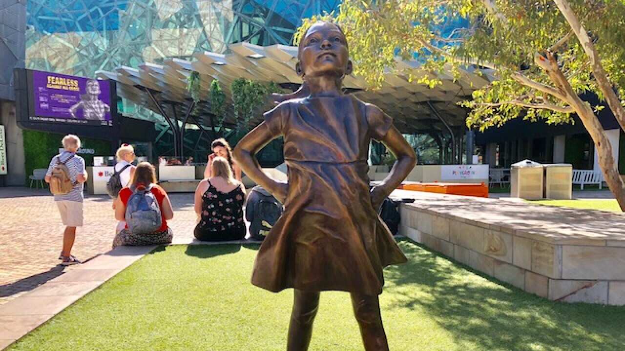 The ‘fearless girl’ statue in Melbourne’s Federation Square.
