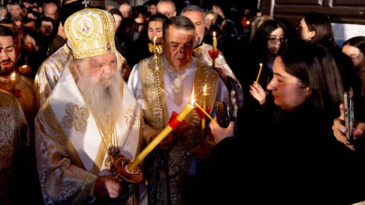 Macedonian orthodox believers celebrate Easter in Skopje