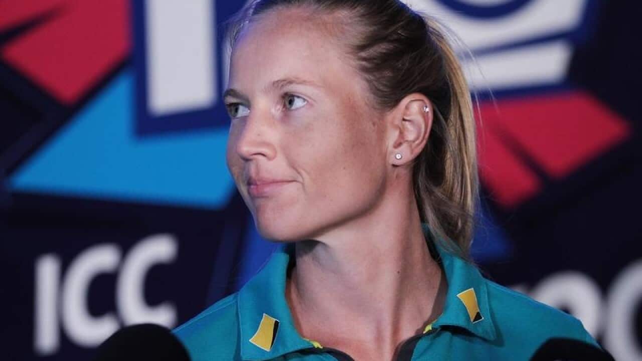 Australian women's cricket captain Meg Lanning speaks to the media.
